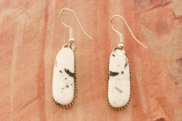 Genuine White Buffalo Turquoise Sterling Silver Earrings